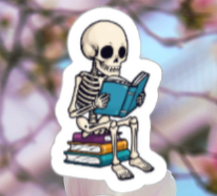 "Just One More Chapter" Skeleton Vinyl Sticker