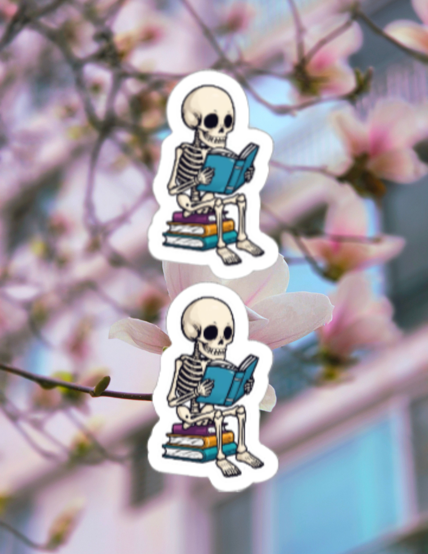 "Just One More Chapter" Skeleton Vinyl Sticker
